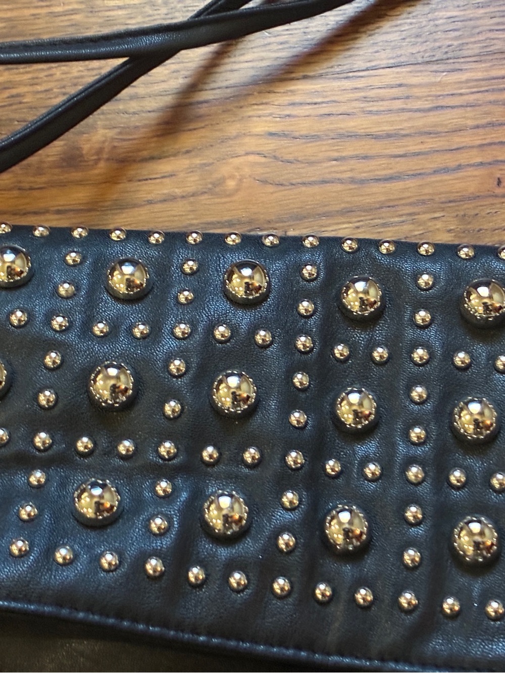 Stud-Embellished Black Crossbody with Silver Hardware